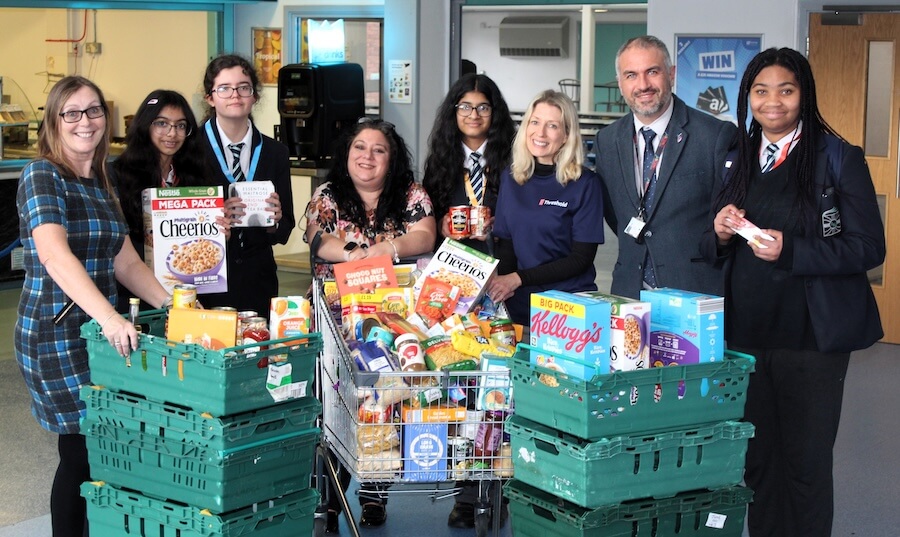 Lawn Manor Academy pupils filled trolleys with food for Threshold-2