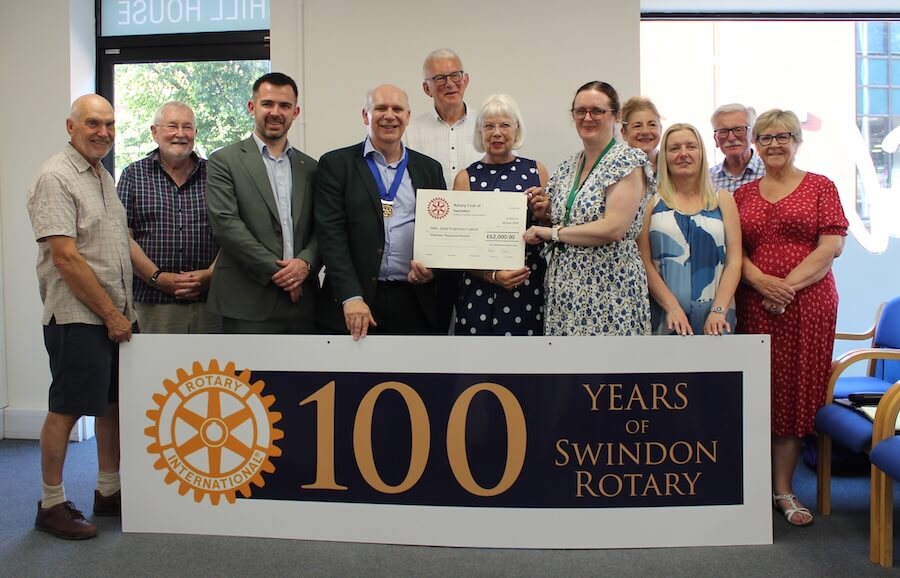 The Rotary Club of Swindon Charity Ball Committee present a cheque to Kate Rowland, CEO SWA-2 Swindon Charity Ball presents cheque to SWA to mark opening of Hill House