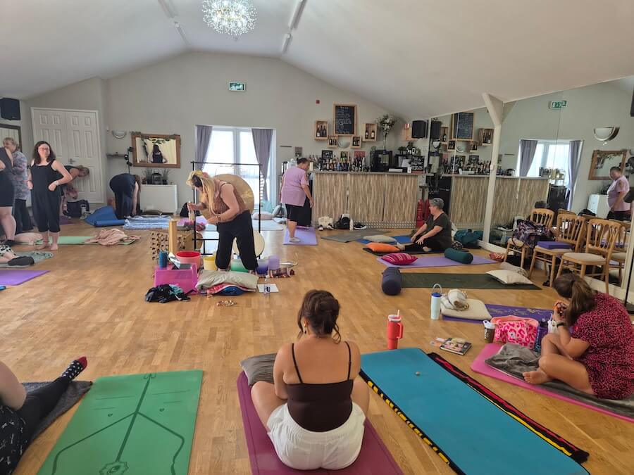 Sam Soulsong meditation-2 Sold-out Lionsgate retreat hosted by Something Kind of Woo at The Barn, Great Moorleaze Farm, Wanborough, on Saturday 8 August.