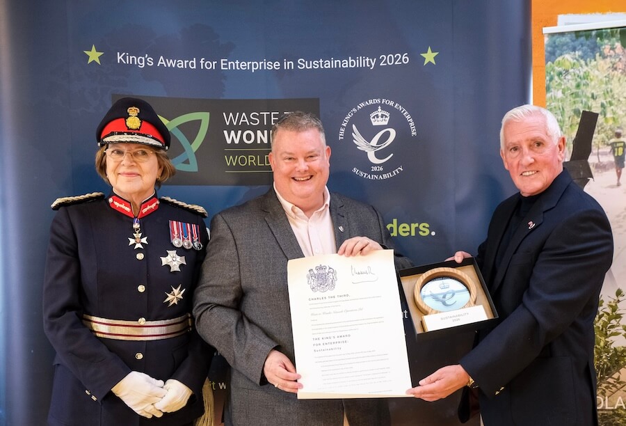 33-DSCF0650-2 His Majesty’s Lord-Lieutenant of Wiltshire, Dame Sarah Troughton presents The King’s Award for Enterprise in Sustainability 2026 to Waste to Wonder Worldwide Managing Director Michael Amos and Co-Founder Alan Cooper OBE at Fairfield College in Dilton Marsh