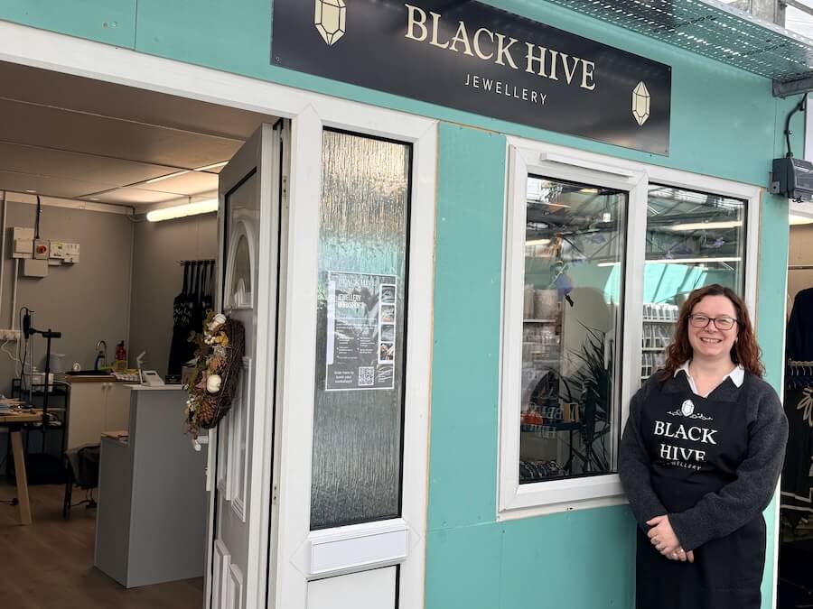 IMG_2756 2-2 Sabrina O’Keeffe, founder of Black Hive Jewellery outside her first retail unit at Studley Grange Garden Centre in Swindon.